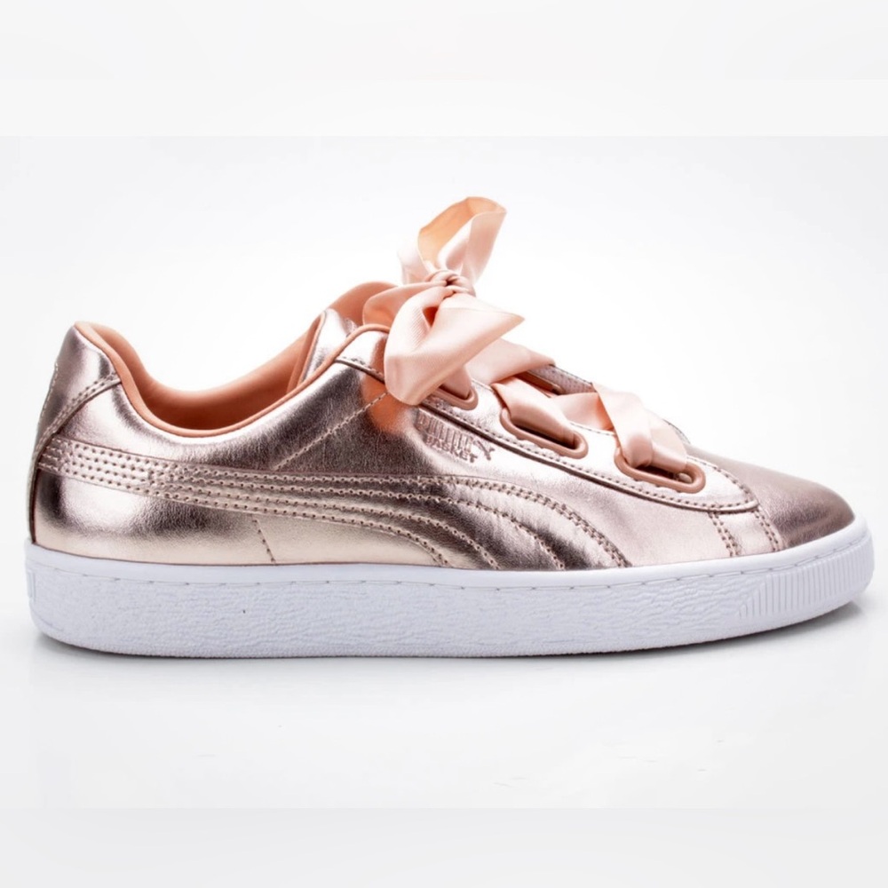 Puma Rose Gold Basket Heart Lux Dusty Coral Women's Sneakers - Size 37 UK 4